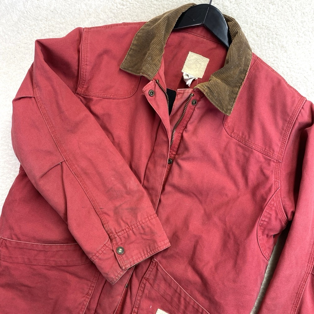 Field & Forest Canvas Chore Coat Mens M Red Lined Field Barn Jacket Workwear